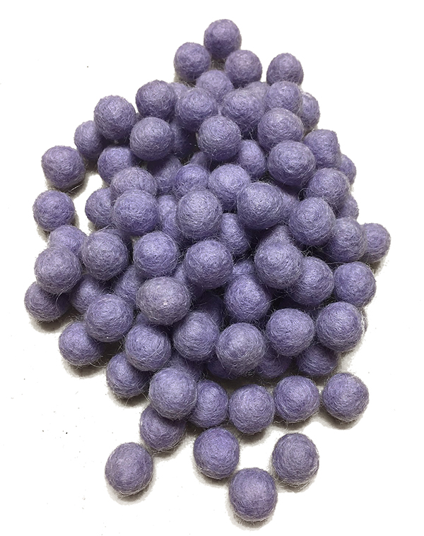 Yarn Place Felt Balls - 100 Pure Wool Beads 15mm Violet V3