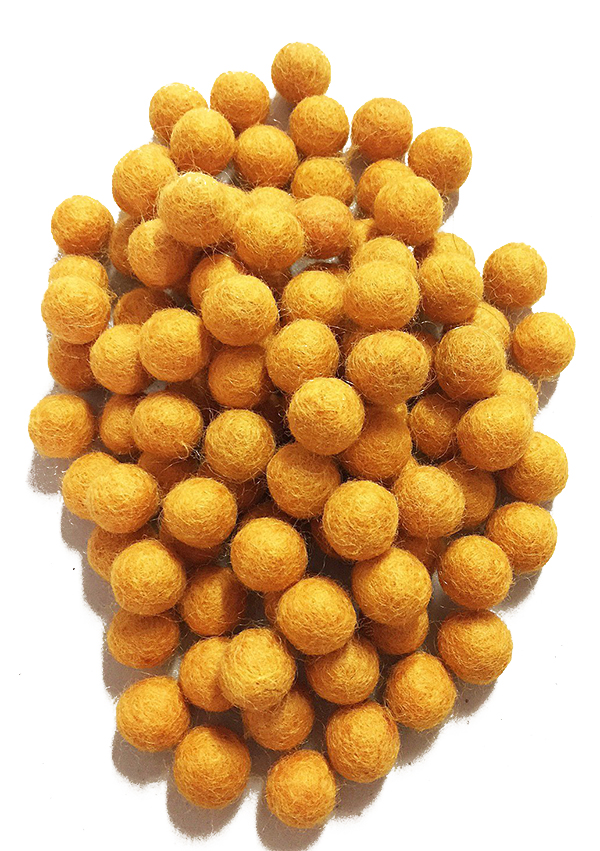 Yarn Place Felt Balls - 100 Pure Wool Beads 15mm Gold R4