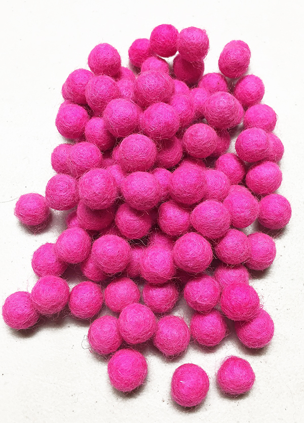 Yarn Place Felt Balls - 100 Pure Wool Beads 15mm Hot Pink P3