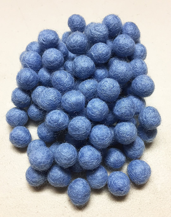 Yarn Place Felt Balls - 100 Pure Wool Beads 15mm Bright Blue BL5