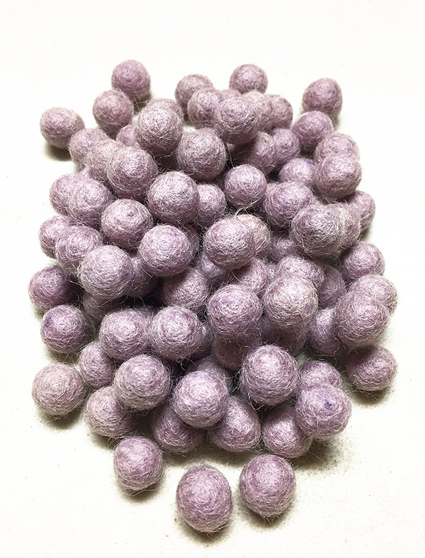 Yarn Place Felt Balls - 100 Pure Wool Beads 15mm Lavender V2
