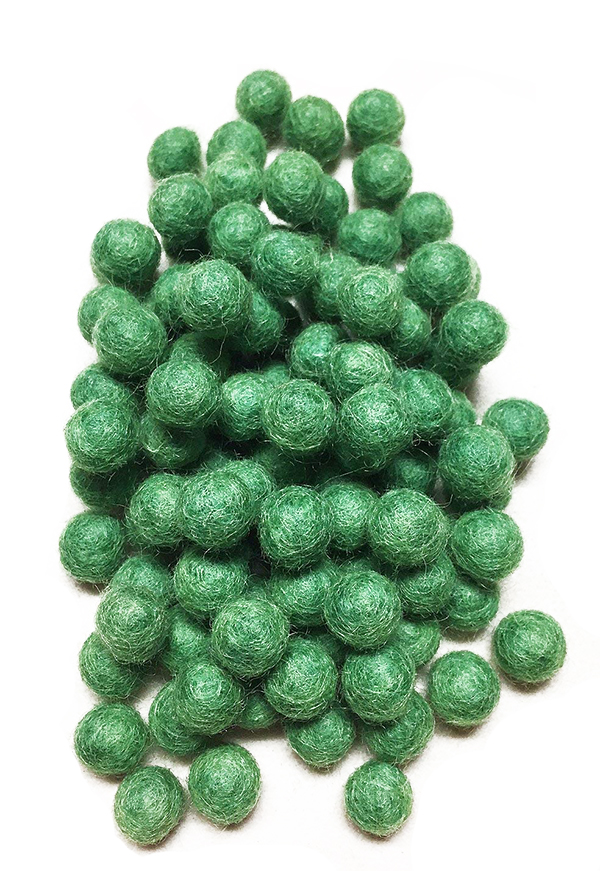Yarn Place Felt Balls - 100 Pure Wool Beads 15mm Spring Green