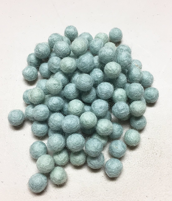 Yarn Place Felt Balls - 100 Pure Wool Beads 15mm Mint W5