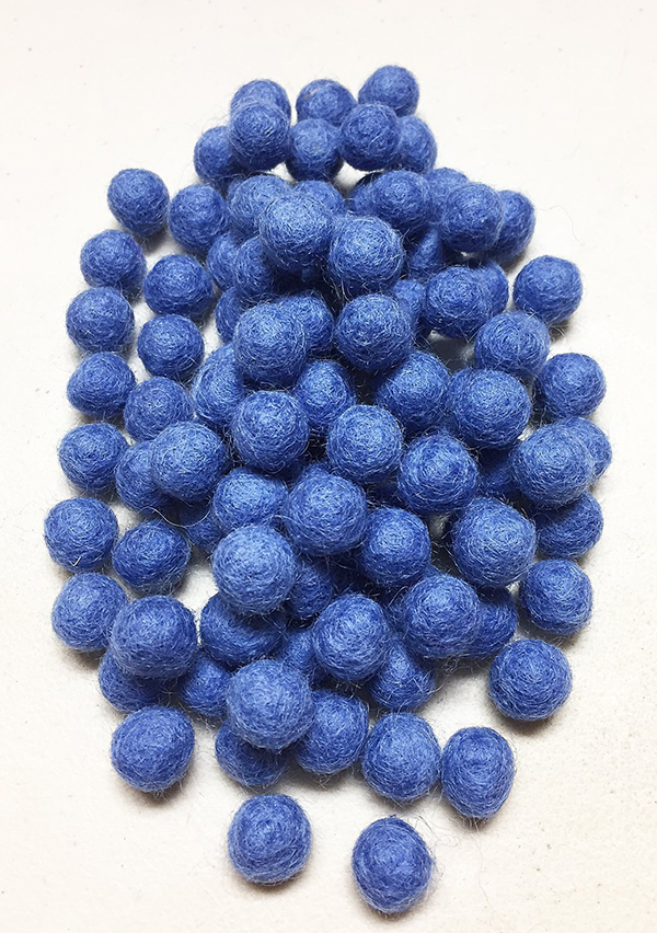Yarn Place Felt Balls - 100 Pure Wool Beads 15mm French Blue BL6