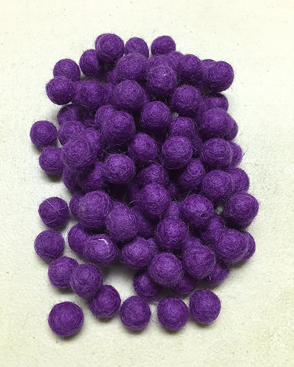 Yarn Place Felt Balls - 100 Pure Wool Beads 15mm Purple V1