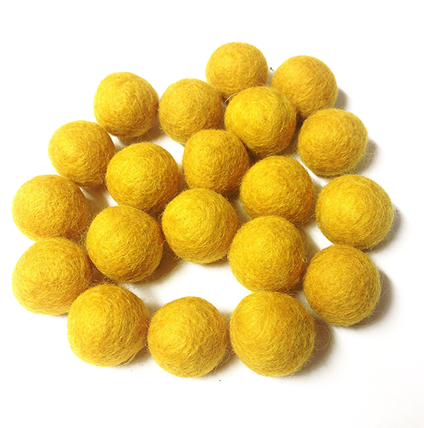 Yarn Place Felt Balls - 100 Pure Wool Beads 15mm Gold 12