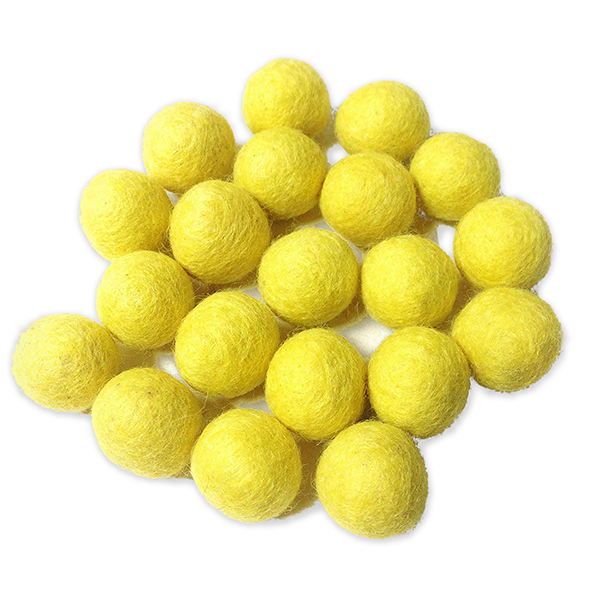 Yarn Place Felt Balls - 100 Pure Wool Beads 15mm Lemon 11