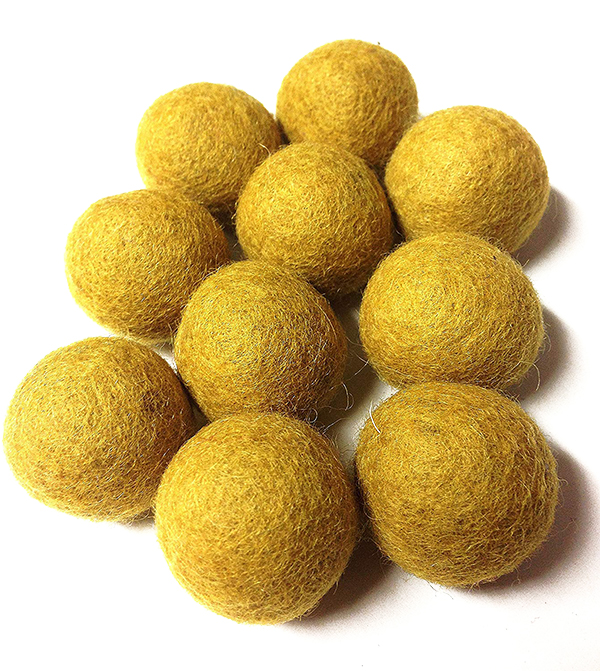 Yarn Place Felt Balls - 100 Pure Wool Beads 15mm Harvest Gold
