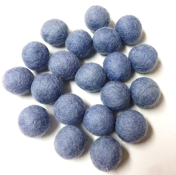 Yarn Place Felt Balls - 100 Pure Wool Beads 15mm Pastel Blue 42