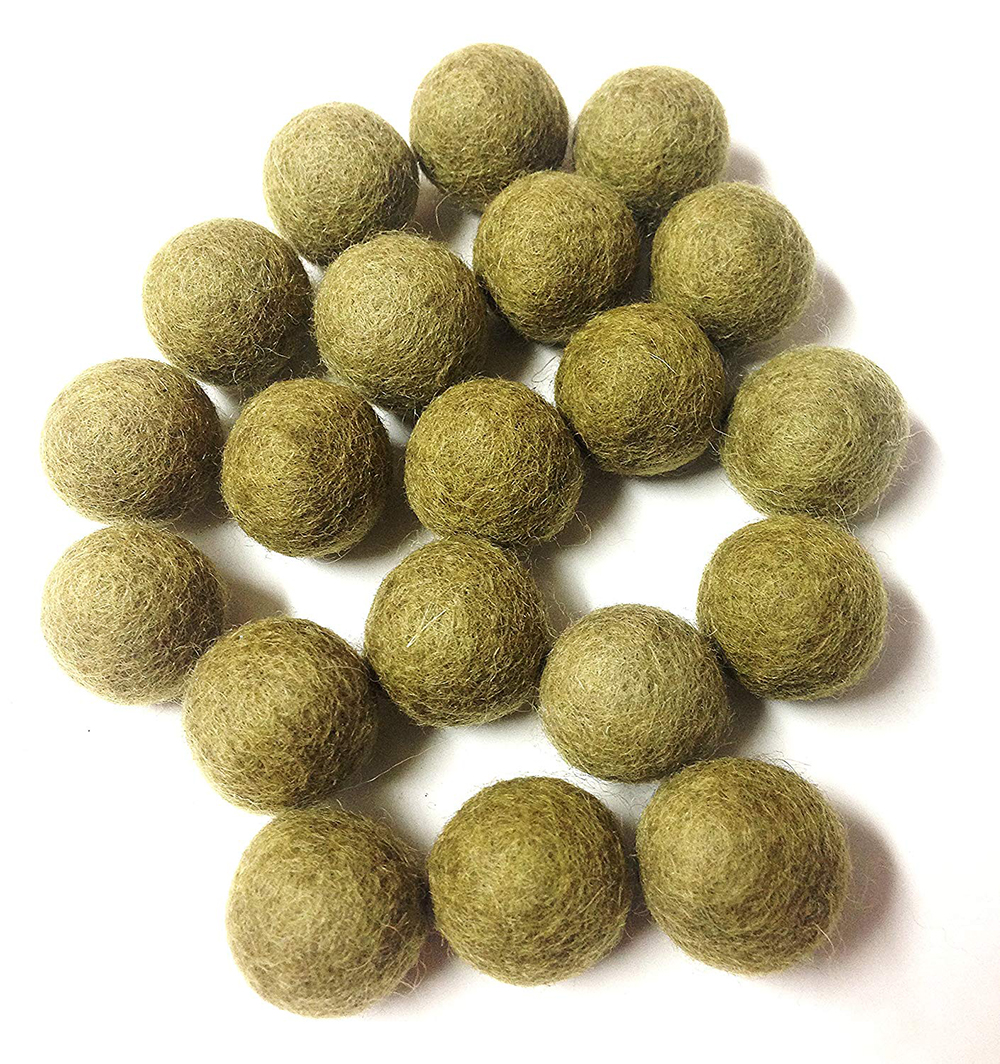 Yarn Place Felt Balls - 100 Pure Wool Beads 15mm Army Green 59