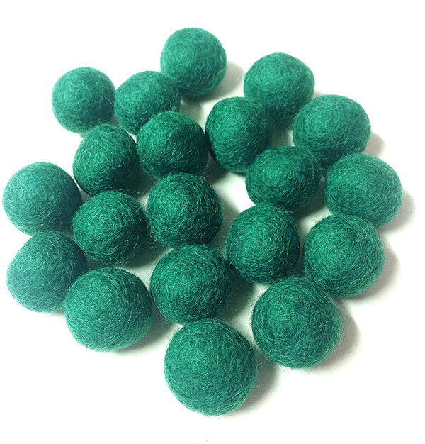 Yarn Place Felt Balls - 100 Pure Wool Beads 15mm Midnight Green