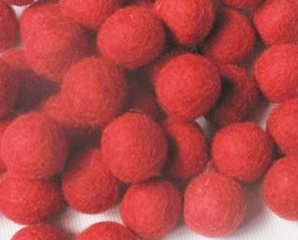 10 mm Hand Made Felted wool balls 100 pcs Red color 01