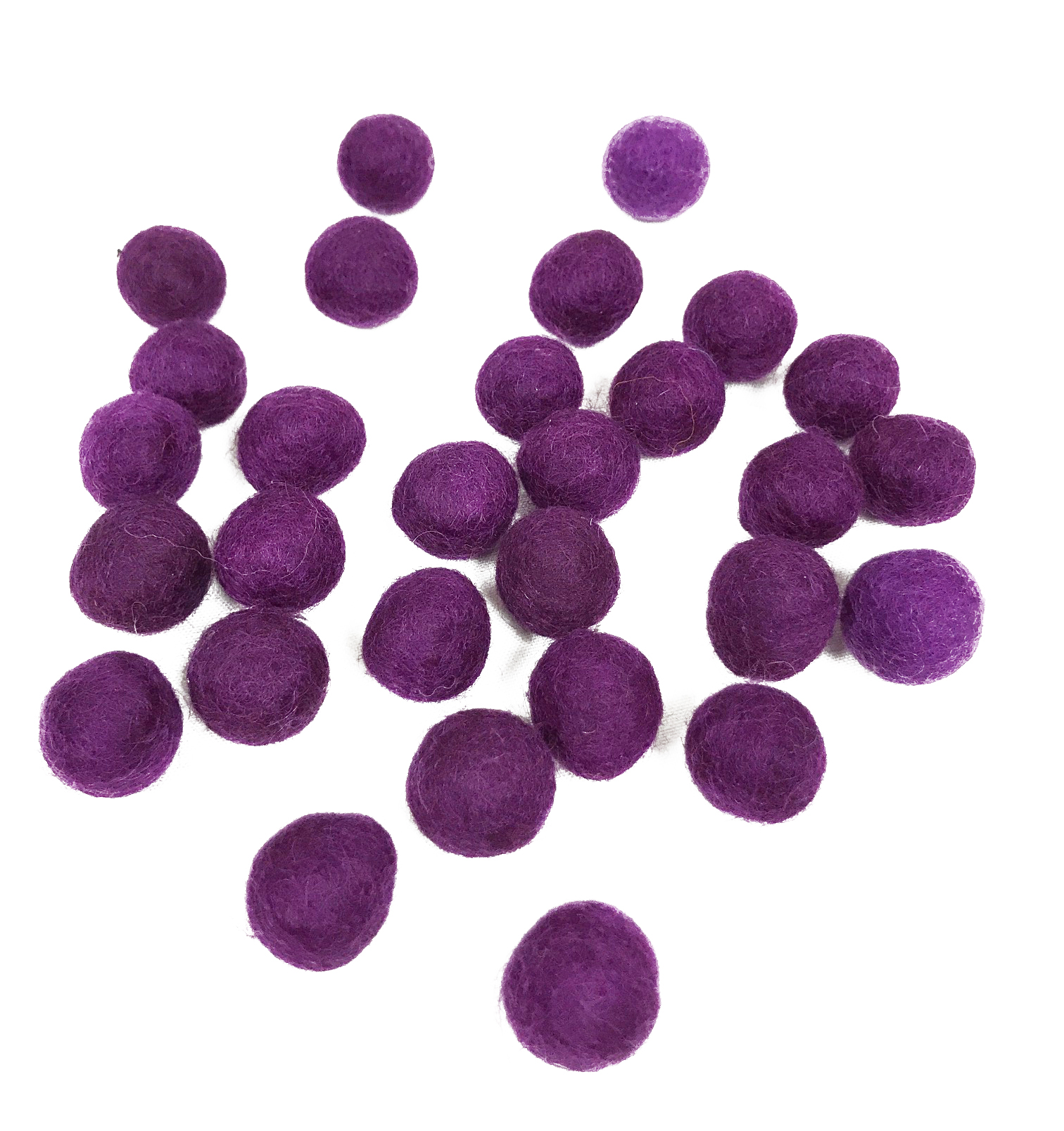 Yarn Place Felt Balls - 100 Pure Wool Beads 20mm Eggplant - Click Image to Close