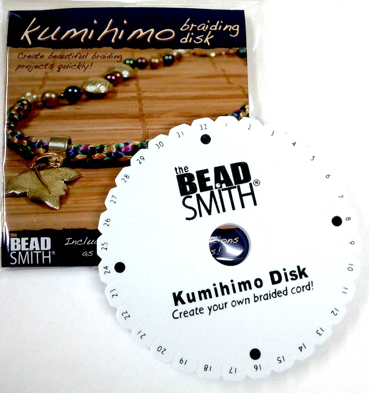 6" Kumihimo Disk with Instruction and 8 EZ Bob Bobbins Size S