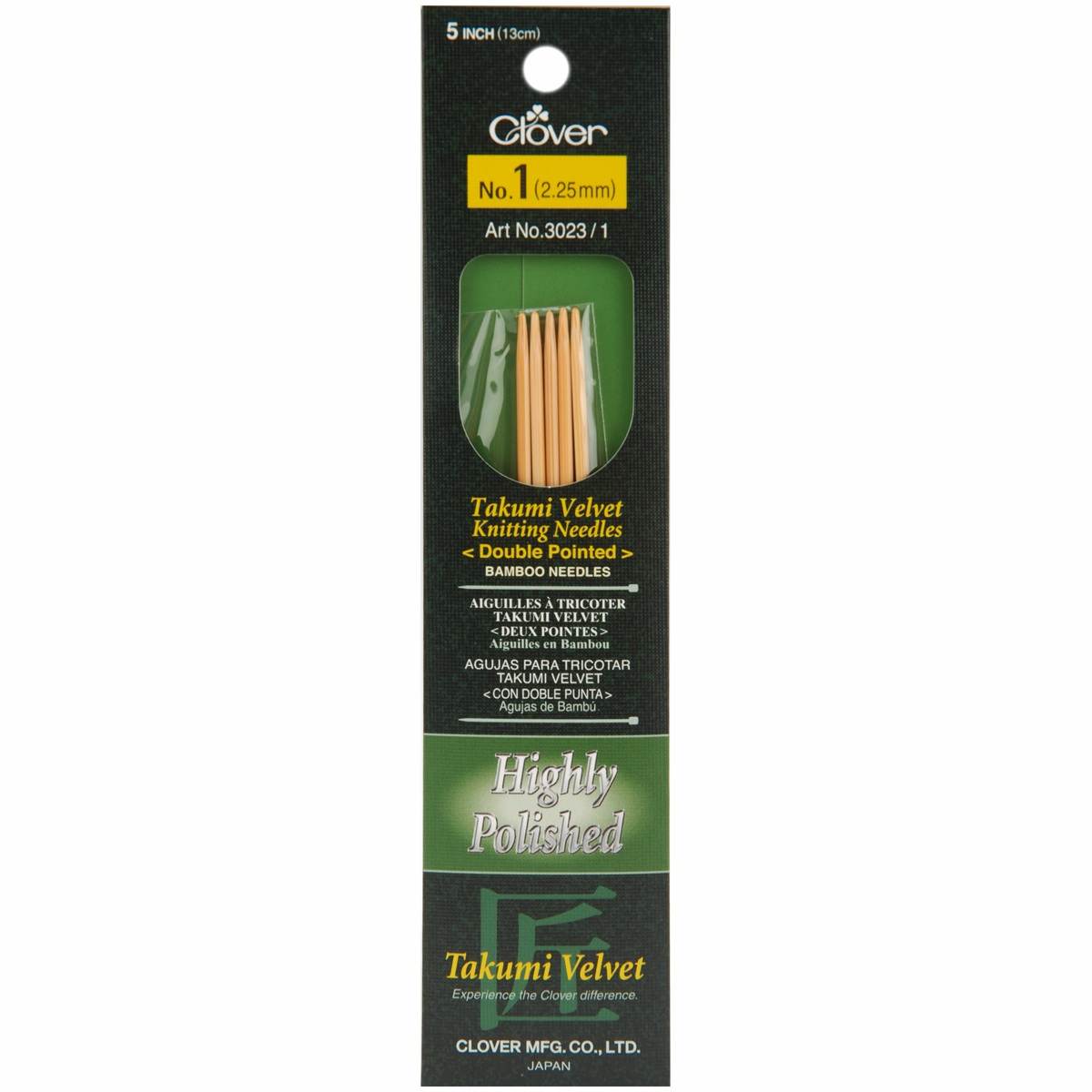 Clover No. 1 Bamboo Double Point Knitting Needles 5"